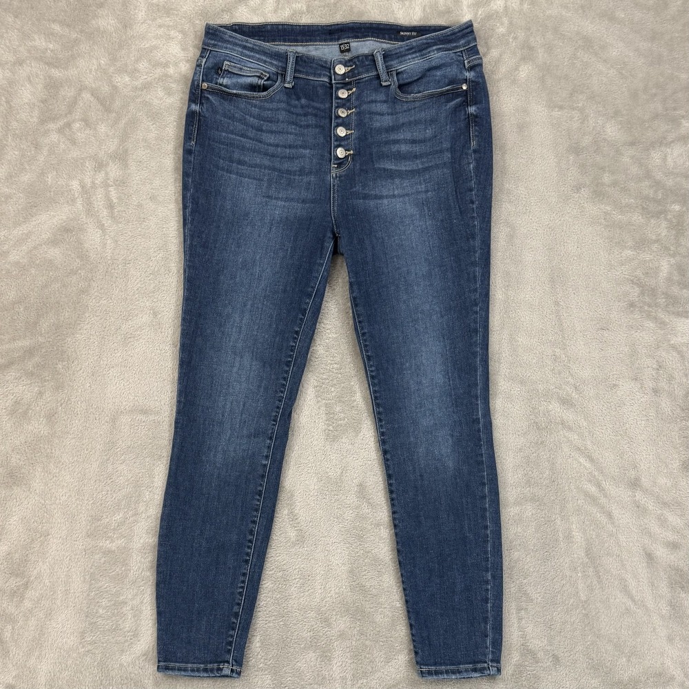 Judy Blue Jeans Womens 15/32 Los Angeles Blue‎ Button Fly Skinny High Rise Ankle